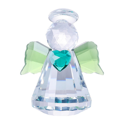 Heart-Shaped Angel Crystal Desktop Ornament | Guardian of Light, Healing Decor Gift Amen Artisan
