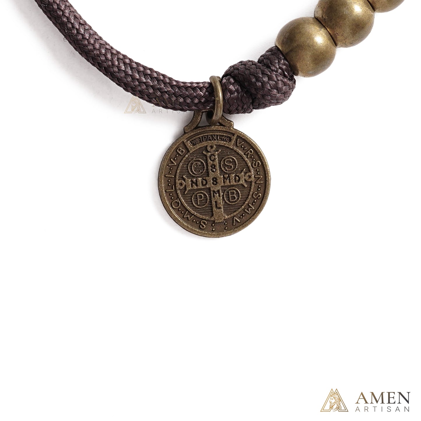 Brown Braided Prayer Bracelet with Antique Bronze Beads — Blessing