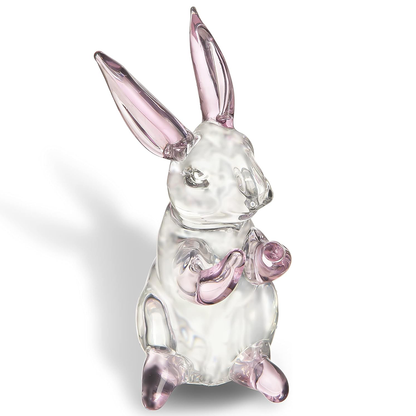 Crystal Pink-Eared Bunny Figurine Amen Artisan
