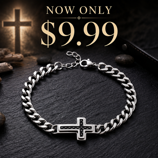 【DEAL TODAY】Clean-Lined Cross Bracelet with Curb Chain — Faith and Strength