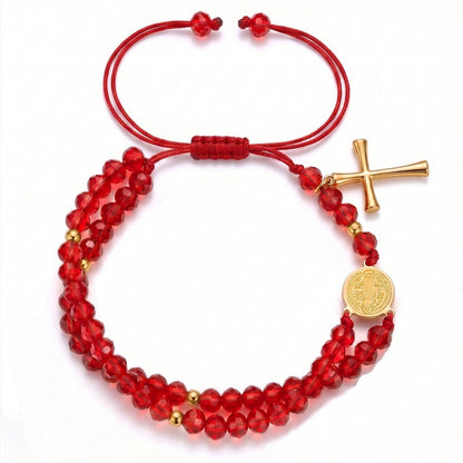【DEAL TODAY】Adjustable St. Benedict Medal Double-Strand Bracelet with Cross Charm
