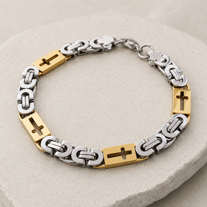 【DEAL TODAY】Two-Tone Cross Link Chain Necklace