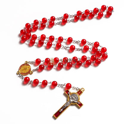Red Glass Rosary Crucifix  Rosary Amen Artisan