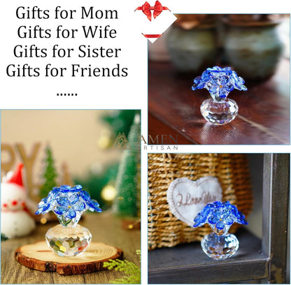 Crystal Blue Floral Figurine  Amen Artisan