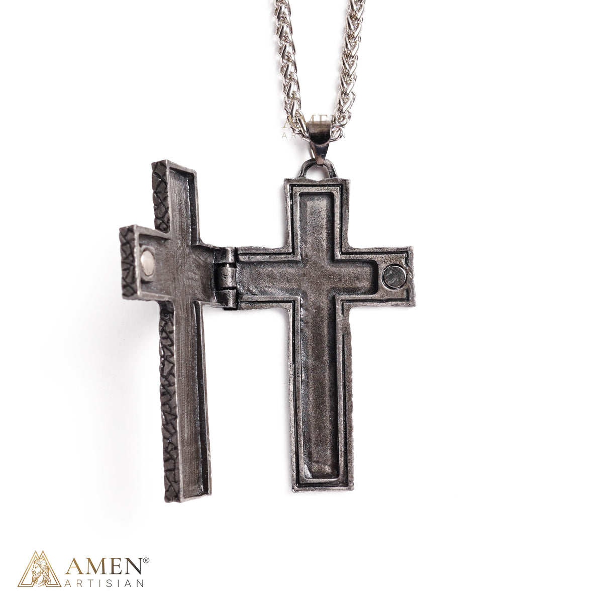 Vintage Hidden Compartment Cross Necklace