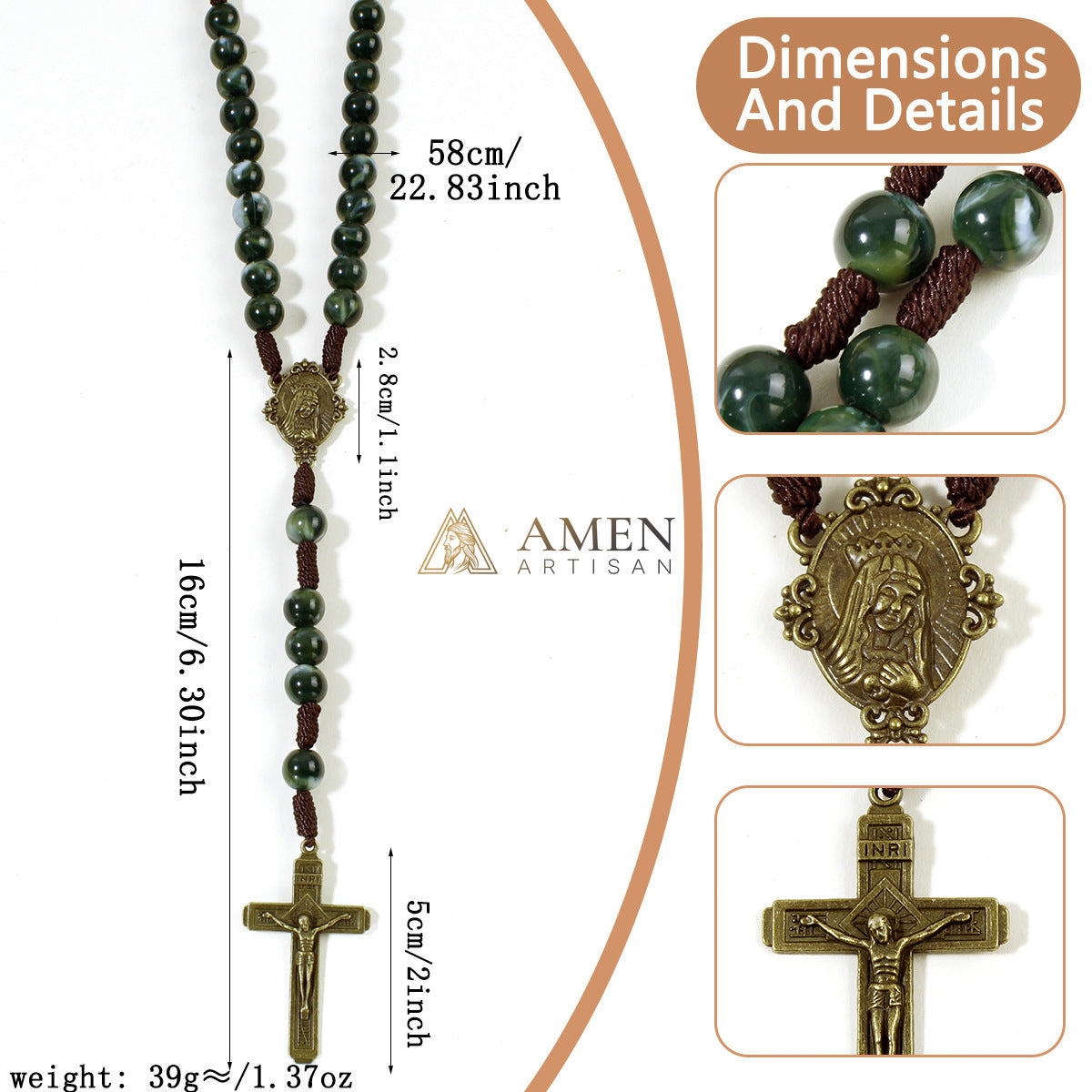 Our Lady Crucifix Pendant Rosary Amen Artisan
