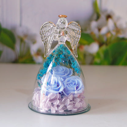 Little Angel Glass Dome with Preserved Rose Amen Artisan