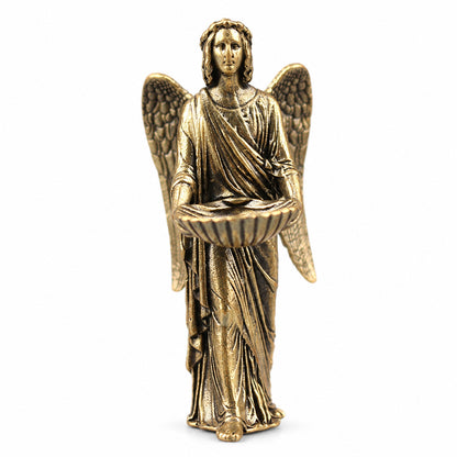 Handcrafted Solid Brass Guardian Angel Figurine - Protection, Peace & Blessing |  Amen Artisan