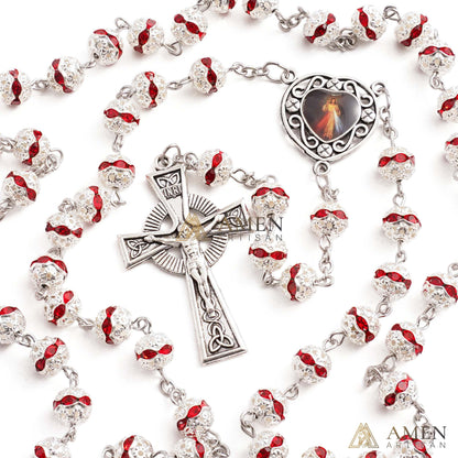 Alloy&Zirconia Bead Crucifix Rosary Amen Artisan