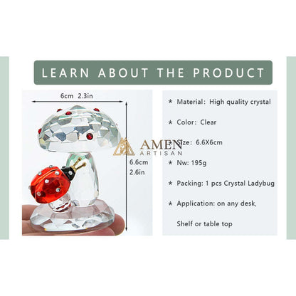 Crystal Mushroom & Ladybug Figurine Amen Artisan