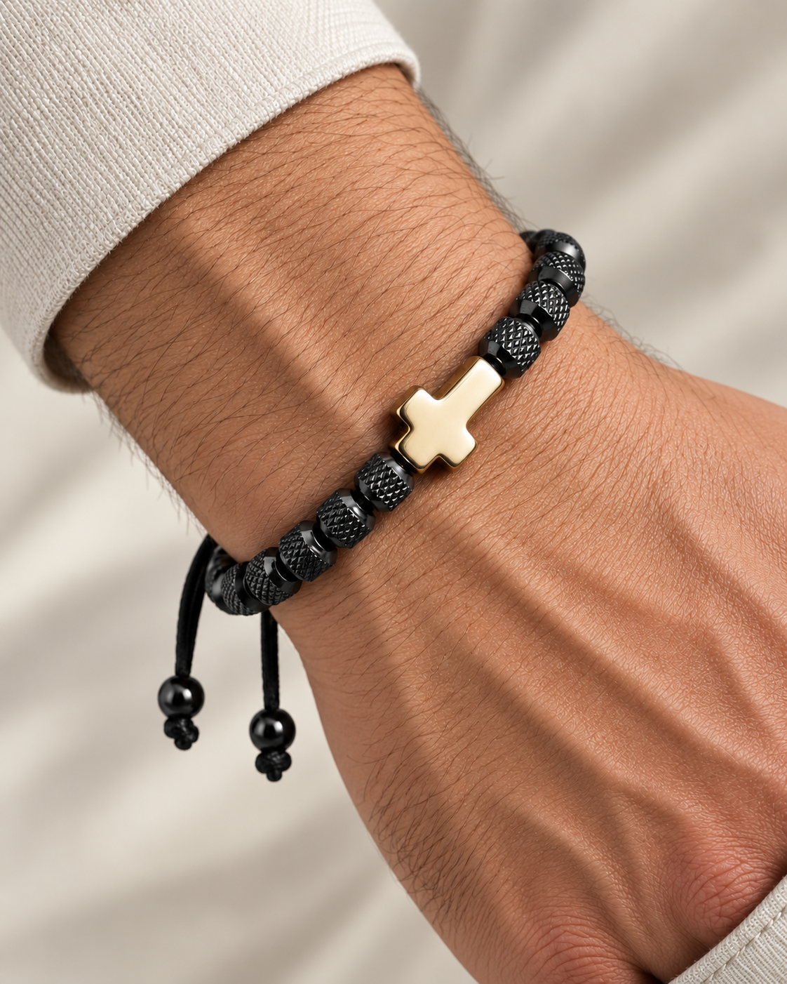 【DEAL TODAY】Adjustable Cross Bead Bracelet with Woven Cord