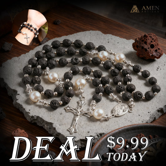 【Deal Today】Lava Stone Rosary