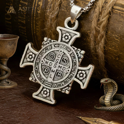 Saint Benedict Medal Pedant Necklace Amen Artisan