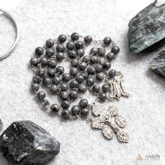 Labradorite Miraculous Medal Rosary Amen Artisan