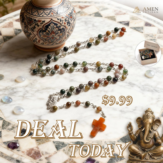 【Deal Today】Indian Agate Rosary