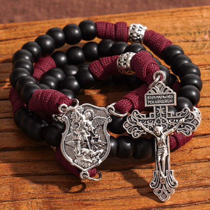 【Deal Today】St. Michael Paracord Rosary with Jesus Crucifix - Protection & Strength