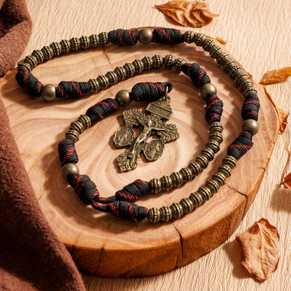 A Steady Rhythm of Prayer — Bronze Paracord Rosary with Smooth-Turning Beads