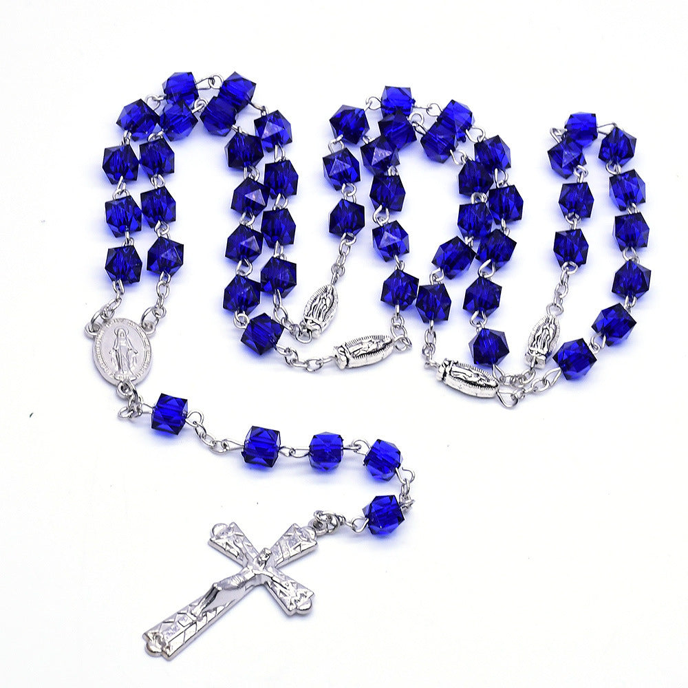 $0.99 Deal - Dark Blue Crystal Cube Rosary