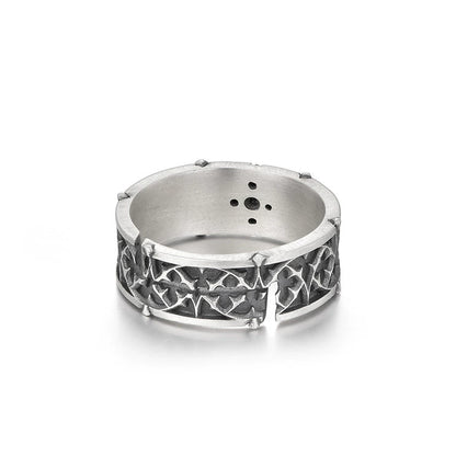 Anillo abierto ajustable con cruz floral vintage artesanal de Amén