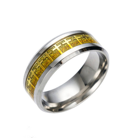 Anillo de acero de titanio con múltiples cruces | Amen Artisan