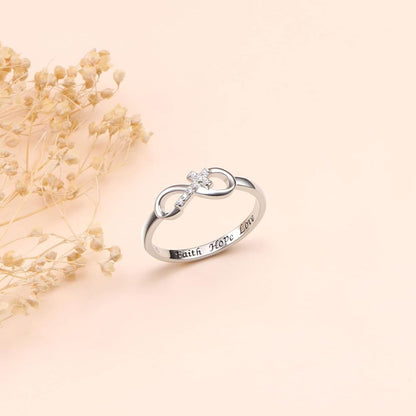 $0.99 Deal - Infinity symbol cross ring engraved with faith, hope and love