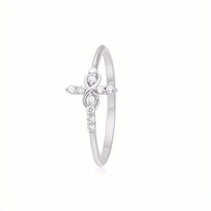 $0.99 Deal - Natural Round Diamond Yellow Gold Cluster Cross Ring