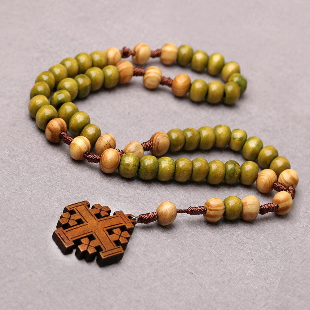 Jerusalem Cross Wooden Rosary – A Symbol of Faith and Heritage