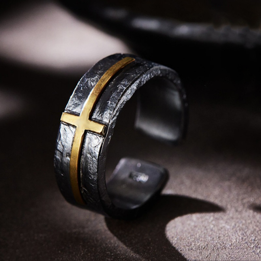 Amen Artisan Retro Redemption Faith Adjustable Open Ring