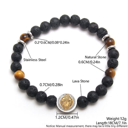 Obsidian Volcanic Stone Beaded Bracelet