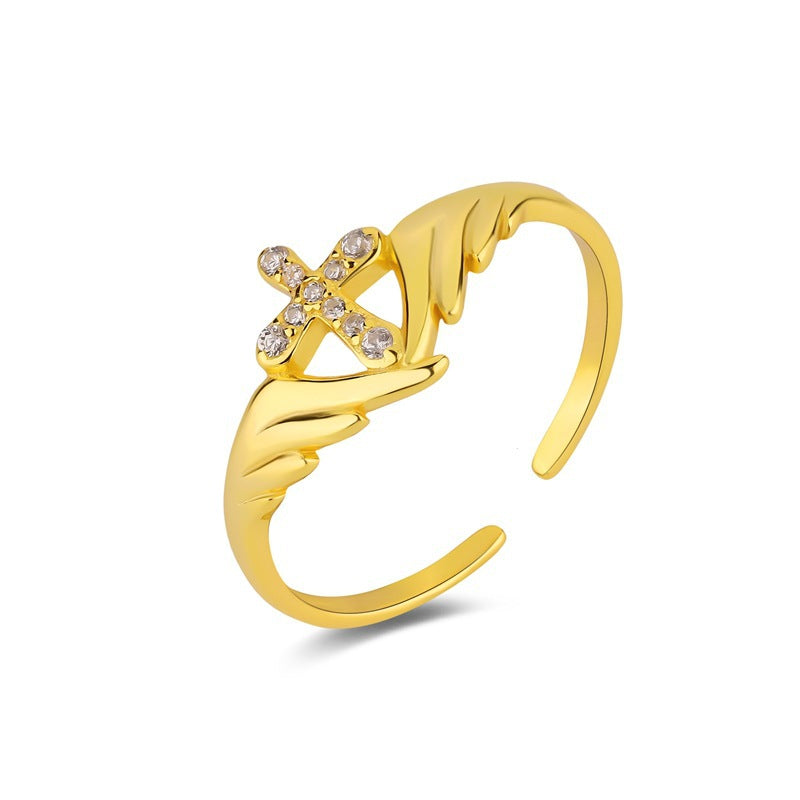 Wings Diamond Cross Ring