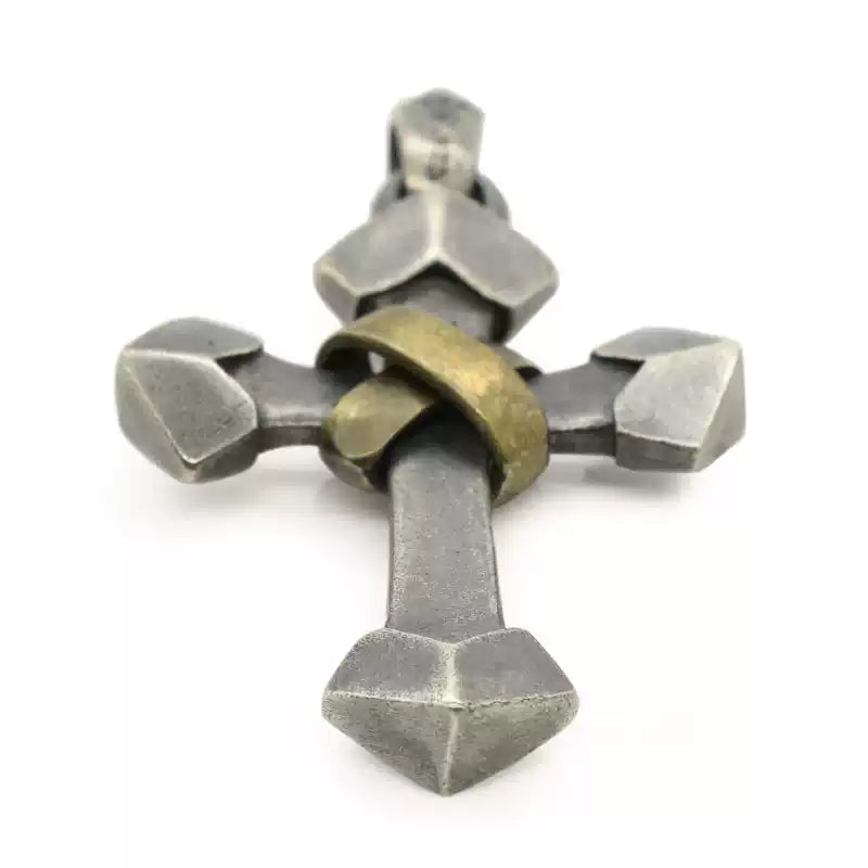 Brass Wrap 925 Sterling Silver Cross Pendant Necklace