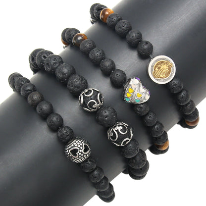 Obsidian Volcanic Stone Beaded Bracelet