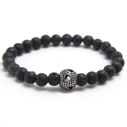 Obsidian Volcanic Stone Beaded Bracelet