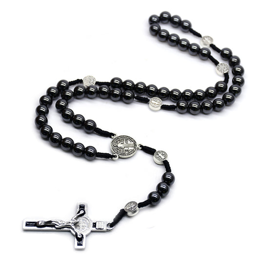 Hematite Beads Crucifix Rosary Amen Artisan