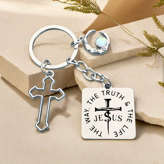 $0.99 Deal Bible Cross Laser Engraved Keychain