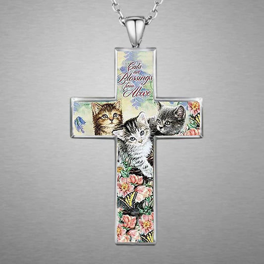 $0.99 Deal - Three Cats Religious Cross Necklace