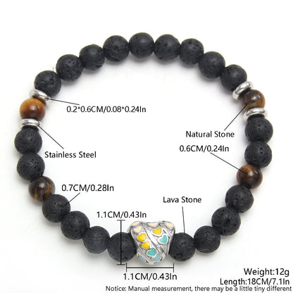 Obsidian Volcanic Stone Beaded Bracelet