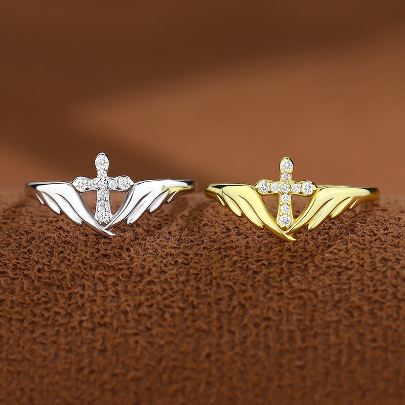 Wings Diamond Cross Ring