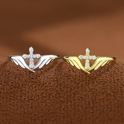 Wings Diamond Cross Ring