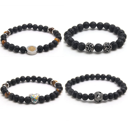 Obsidian Volcanic Stone Beaded Bracelet