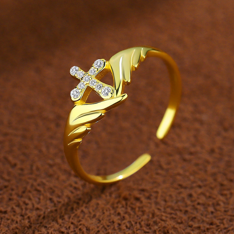 Wings Diamond Cross Ring