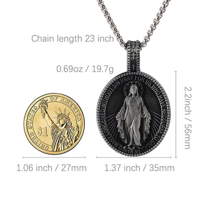 Virgin Mary Titanium Stee Pendent Amen Artisan