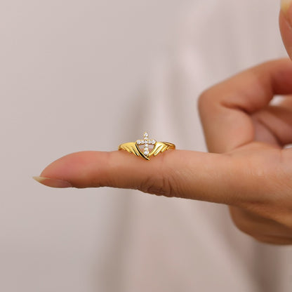 Wings Diamond Cross Ring
