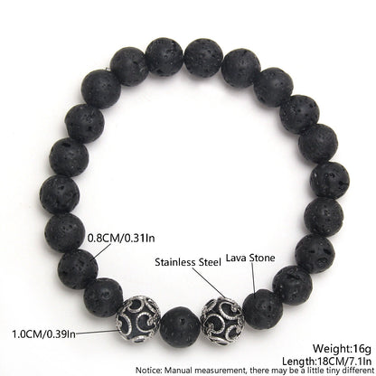 Obsidian Volcanic Stone Beaded Bracelet