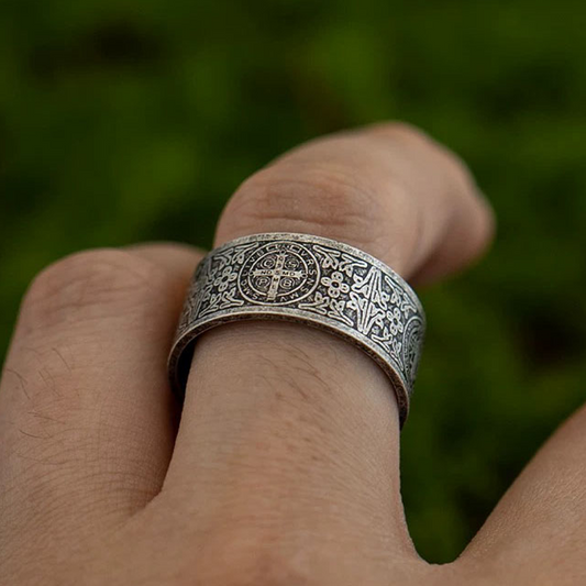 Saint Benedict Medal Pattern Ring Amen Artisan
