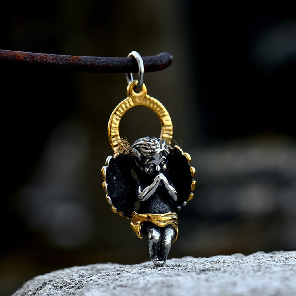 Praying Angel Pendant Necklace Amen Artisan
