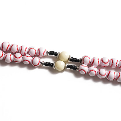 “Home Run” Handcrafted Baseball Rosary with Baseball-Stitch Beads and Wood-Grain Crucifix — Faith for Every Season