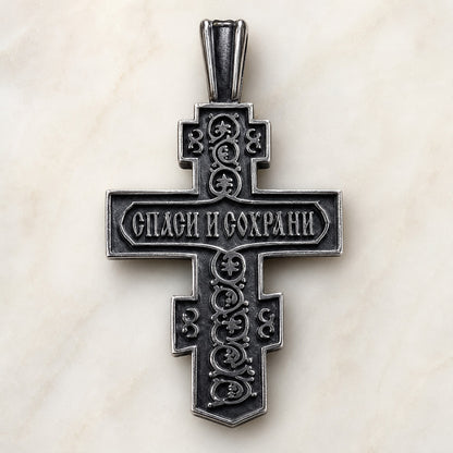 Silver-Tone Detailed Crucifix Necklace for Prayer and Everyday Faith