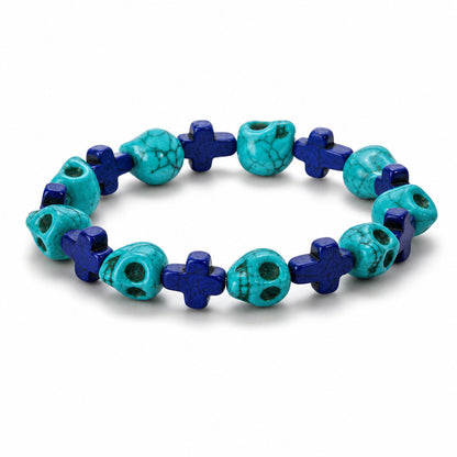 Gothic Skull & Cross Beaded Bracelet