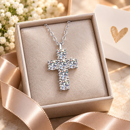 Moissanite Cross Pendant Necklace